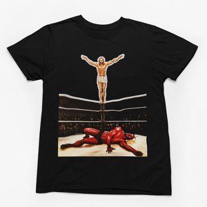 Jesus x Satan Rare Wrestling Art Quality Shirt